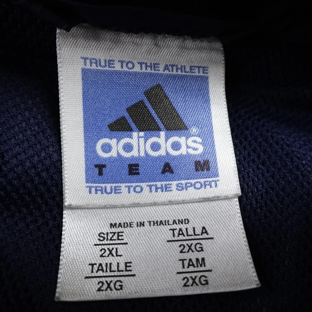 VTG Adidas Jacket Mens‎ 2XL Blue White Full Zip Windbreaker Track Coat 90s Y2K